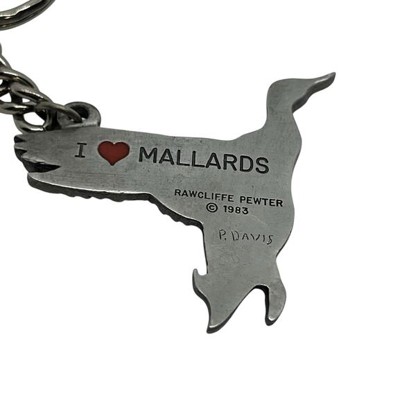 Rawcliffe Pewter I ❤️ MALLARDS Duck Keychain Vintage 1983 P. Davis Collectible - Picture 3 of 13